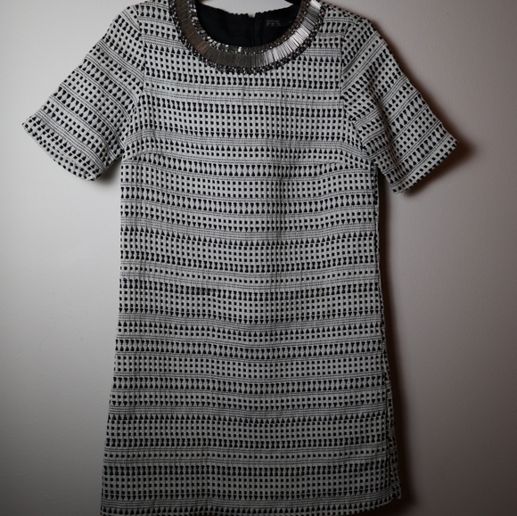 Zara Dresses Zara Xs Dress With Silver Beaded Neck Line Black And
